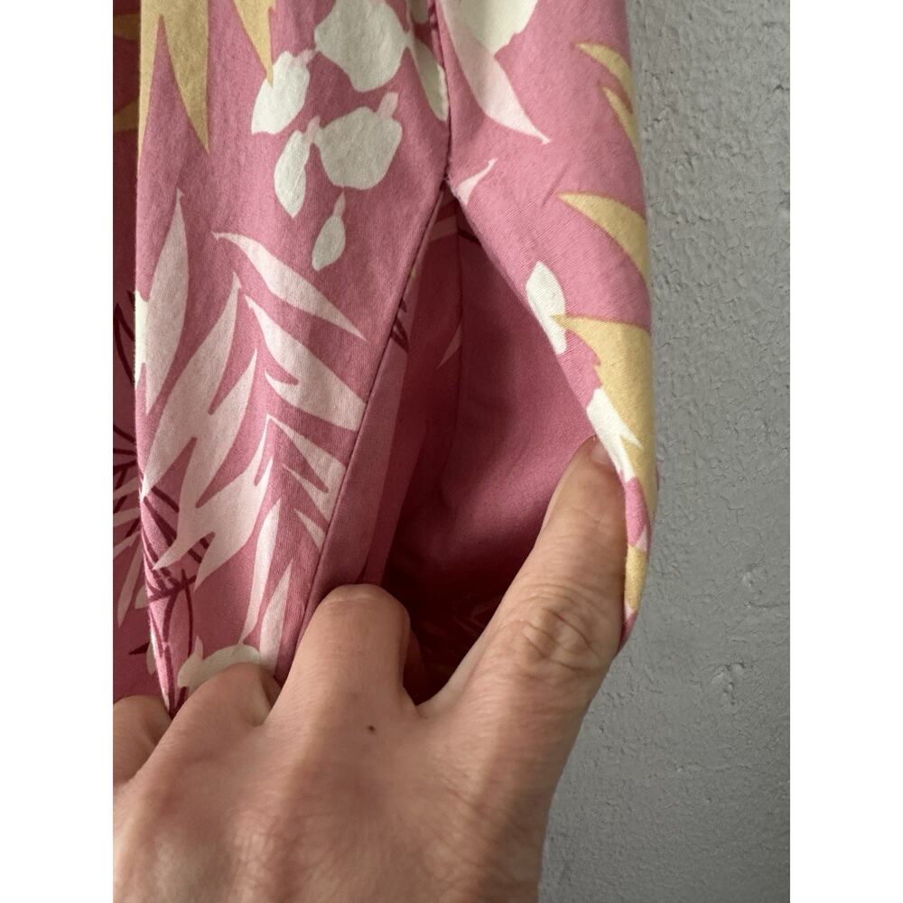 Hilo Hattie's Hawaiian Midi Dress Size Lg Cotton Pink Muu Muu Caftan Vacation - Picture 11 of 12